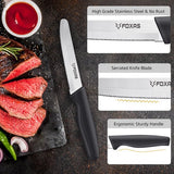 Steakmessen, set van 6 roestvrij staal, getand, ultra scherp tafelmessen met anti-slip TPR-handgreep, vaatwasmachinebestendig