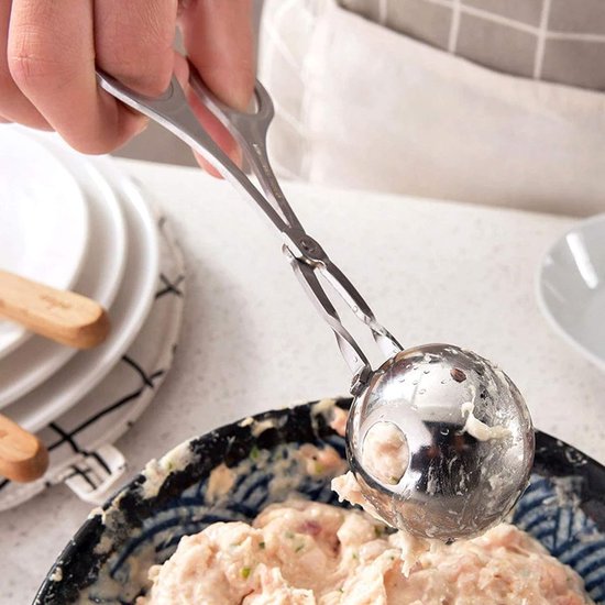 Gehaktballen, roestvrij staal, vleeslepel, roestvrij staal, ijstang voor gehaktballen of koekjes, zelfgemaakt, 2 stuks