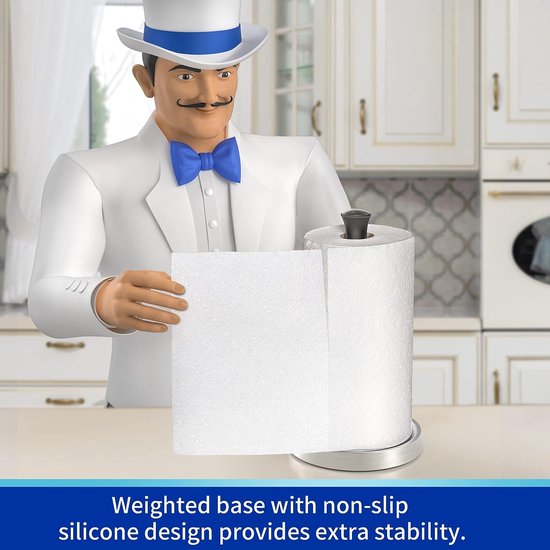 Keukenrolhouder RVS Keukenrol Staande Houder Papieren Handdoekhouder voor Keuken, Zwart