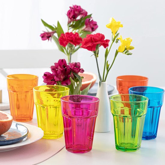 Gigi Vivid Rainbow Set van 6 drinkglazen 370 ml cocktailglazen waterglazen set kleurrijke longdrinkglazen glazen tumbler kleurrijke glazen caipirinha drinkglas waterglas