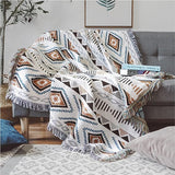 Deken, bankdeken met kwast, bankovertrek, gebreide knuffeldeken, bedworp, Azteekse etnische stijl, deken, voor thuis, kantoor, reizen, tenten (geometrisch patroon, 180 x 230 cm)