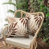 Bruine kussensloop, voor buiten, waterdicht, bankkussen, waterdicht, sierkussen, kussenslopen, bruin-grijze bladeren, decoratief kussen van vlas, voor tuin, bank, woonkamer, set van 2, 50 x 50 cm, kussensloop