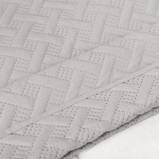 Bedsprei Sprei met geometrisch patroon,dekbedovertrek patchwork omkeerbaar Zacht en aangenaam 220x240cm,Lichtgrijze