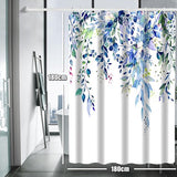 Douchegordijn, bloemen, douchegordijnen, antischimmel, textiel, waterdicht, 180 x 180 cm, met 12 haken, gewogen zoom, voor badkamer en bad (blauw)