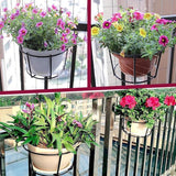 4-pack ronde hangende plantenbakken met reling bloempothouder metalen pot plantenmand plank container voor binnen buiten (zwart)