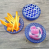 Dipschalen porselein, sausschaaltjes, tapas schalen set, dipschaaltjes, snackschalen en dipschalen, snackkommen set van 6, 9,8 cm, boho-snackbowl voor sushi, sojasaus, snacks, keramische schoteltjes