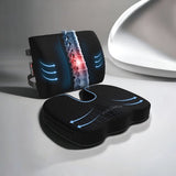 Stoelkussen, Zitkussen voor Bureaustoel, Rugkussen voor Stoel, Steunkussen voor de Rug, Autostoelkussen, Rugsteun, Traagschuim Zitkussen Wasbare Hoes