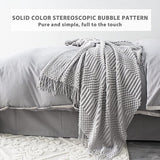 Gebreide deken met kwast, effen, bubbelpatroon, knuffeldeken, gebreide deken, sprei, bankdeken, decoratieve deken voor bank, bed, 170 x 130 cm