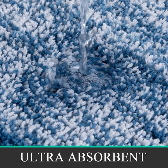 Badmatten en badmattenset, 3-delig, zachte microvezel, antislip, waterabsorberend badkamertapijt, machinewasbaar, badmat en toiletmat voor douche, bad en toilet, blauw