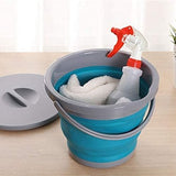 5 liter emmer met deksel, opvouwbaar, poetsemmer met deksel, rond, draagbare en opvouwbare kunststof PP TPR-materiaal, visemmer voor buiten binnen