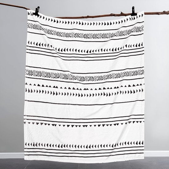 Fleecedeken, 127 x 152 cm, zachte en warme knuffeldeken, pluizig, ademend, kreukvrij winterdeken, bankdeken voor bank, bed, slaapkamer, woonkamer, kantoor - geometrisch