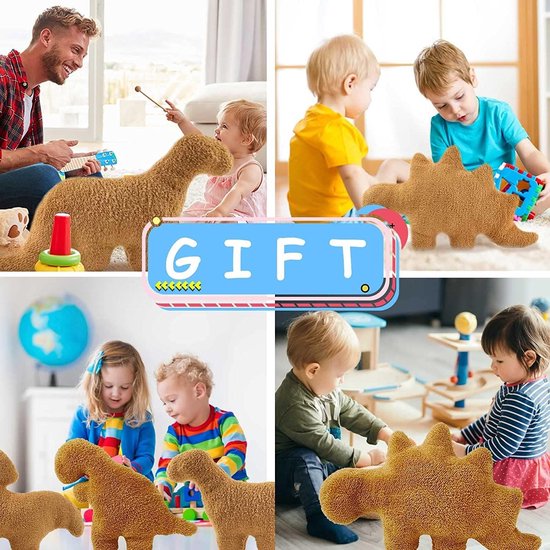 Dinosaurus Nugget Kussen, Kip Nugget Kussen Knuffel, Dino Chicken Nugget Knuffel, Dinosaurus Knuffel Pop, Kussen Verjaardagscadeaus voor Kinderkamer Decoratie (Brontosaurus)