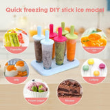 Pak van 12 ijsvormpjes, ijslollyvormpjes, herbruikbare BPA-vrije ijsvormpjes, 6 kleine en 6 grote ijsvormpjes, ijslollyvormpjes set met 12 plastic stokjes