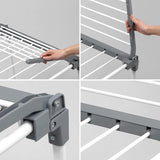 Droogrek, grote wasdroger - vleugelwasdroger voor lange was, droger met inklapbare vleugels, gepoedercoat staande droger - 2 vleugels