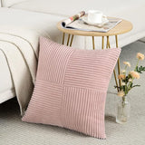 Set van 2 kussenslopen, corduroy, 60 x 60 cm, roze, effen, wollig, kussensloop, decoratief kussen, decoratie voor bank, slaapkamer, woonkamer, balkon