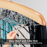 Dasshouder, stropdassenstandaard, dassenorganizer voor kast met 24 haken, stropdassenriemstandaard van natuurlijk hout, kastorganizer voor stropdas, sjaal, pochet, riem, hijab-accessoires