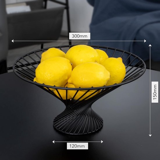 Fruitmand in matzwart, staand in modern design met goede ventilatie (ook te gebruiken als fruitschaal, groentemand, fruitmand, fruitschaal) - een blikvanger voor de keuken