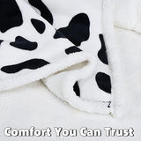Sherpa Deken, knuffeldeken, extra dikke warme bankdeken, bankdeken in tweezijdig, super fleece deken als bankplaid of woonkamerdeken, 150 x 130 cm, koeienprint