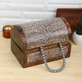 Indiaas mangohout sieraden-opbergdozen, organizer, handgesneden, met bloemenmotieven