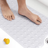 Badmat, antislip, 100 x 40 cm, extra lange antislipmat, badkuip, douchemat, antislip, vrij, schimmelwerend en machinewasbaar, transparant,