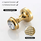 Gouden kapstokhaken, wandmontage, wandhaken, handdoekhouder, messing, set van 5, kristal, met boren, voor badkamer