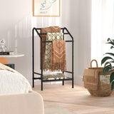 3-Tier Towel Rack Stand with Storage Platform, Free Standing Metal Towel Drying Rack, Washcloth Holder, Bathroom Storage Organiser