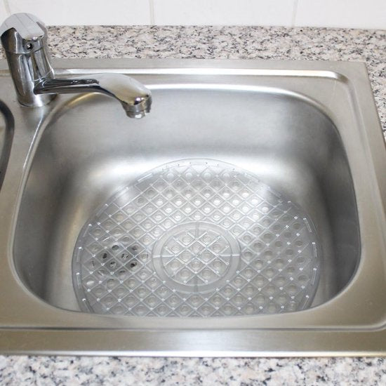 2 x gootsteeninleg - ronde gootsteenmat - inzetstuk voor gootsteen beschermt het oppervlak van de gootsteen en het servies (2 stuks - transparant)