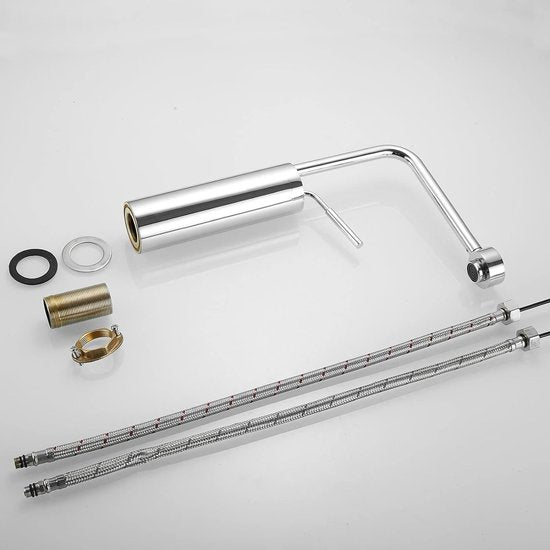 Wastafelkranen Wastafelkraan High Body Chroom Zwanenhals Enkele handgreep Enkelgatsmontage Messing