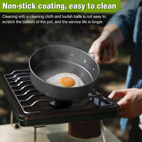 Camping kookgerei, 14-delig, aluminium campingservies, campingservies, outdoor, koken, opvouwbare kookpannenset, 1,1 l, theeketel, campingpot, outdoor, bestek, 2-3 personen
