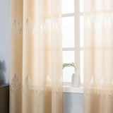 Gordijngordijn, bladeren, jacquard winkel, gordijnen, semi-transparant, stof, voile, decogordijn, lichtdoorlatend, raamgordijn, gordijn met ogen, zacht, 140 x 245 (b x h) cm, beige (1 stuk)