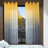 Set van 2 gordijnen met kleurverloop, transparante gordijnen, linnen, decoratieve vitrage voor woonkamer, slaapkamer, raamdecoratie voor het raam, 135 x 240 cm (b x h), geel en grijs