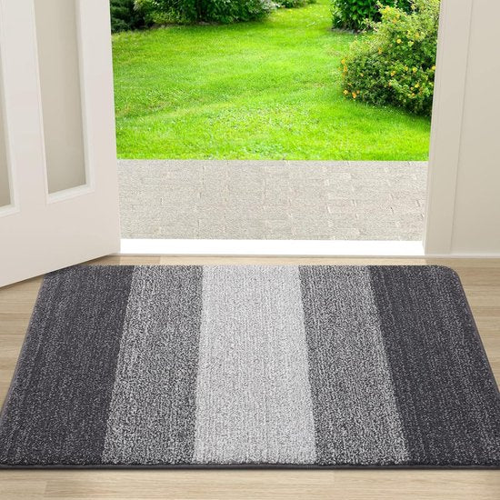 Indoor Dirt Trapper Mat, Antislip Deurmat, Machinewasbaar, Robuuste Deurmat, Absorberende Deurmat voor Honden, Ingang, Voordeur (43 x 76 cm, Grijs)