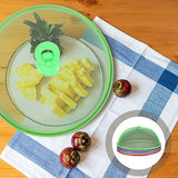 Netafdekking voor levensmiddelen, 3 stuks voedselafdekking buiten, voedselafdekking voor levensmiddelen, voedselafdekking mesh met handvat, voor keuken, picknick (3 kleuren)