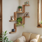Hoekplank Hangende Wandplank Hout Rustiek Massief Grenenhout met 2 L-vormige Planken voor Keuken Badkamer Slaapkamer Woonkamer Boekenkast Zwevende Planken