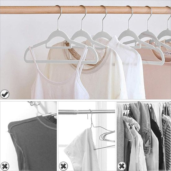 Kleerhangers, hangers van fluweel met 2 antislip inkepingen, dasorganisator en 360° haken, ruimtebesparende beugel voor bretels, mantels, jassen en pakken (beige, 20)