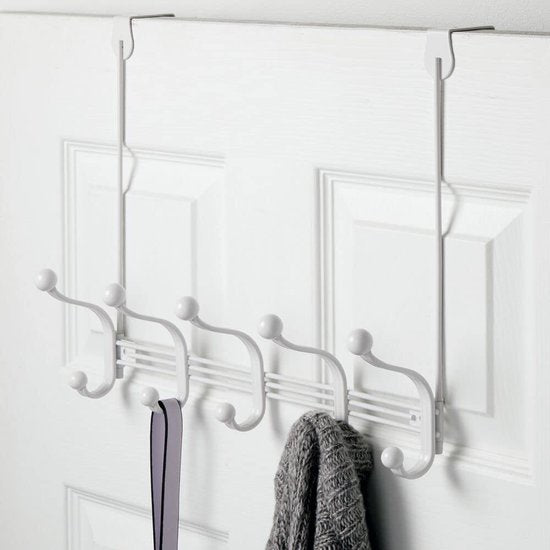 Praktische haaklijst, wandgarderobe met 10 garderobehaken voor keuken, hal en badkamer, haak voor het opbergen van jassen, sjaals en handdoeken, wit