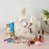 Toilettas Koord Dames Grote Cosmetische Tas Koord Make-up Tas Koord Cosmetische Tas met Glimlach Corduroy Cosmetische Tas Reizen Cosmetische Tas voor Reizen Meisjes Dames, BEIGE-B