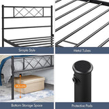 Modern metalen bedframe met lattenbodem, tweepersoonsbedframe met hoofdeinde, logeerbed voor slaapkamer en logeerkamer, 90 x 200 cm, zwart