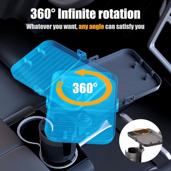 autobekerhouder, bekerhouder, autofriethouder, dienblad voor autobekerhouder, met dienbladhouder, afneembare dienbladtafel