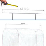 Grote beschermhoes voor kledingrek, afdekking voor kledingrek, plastic, transparant, 2 ritssluitingen, extra breed, lengte 183 cm