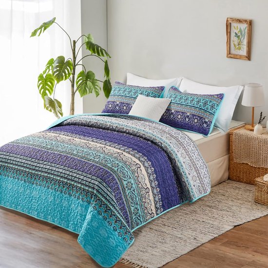 3-delige kingsize sprei: de spreiset bestaat uit een sprei van 240 x 260 cm en 2 kussenslopen van 50 x 75 cm