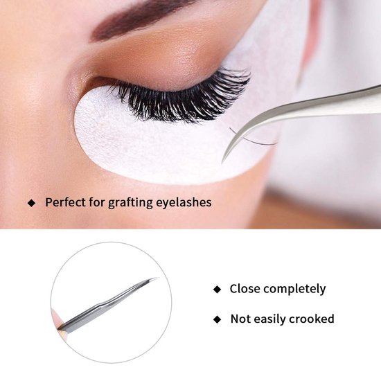 Wimperpincet voor wimperverlenging, 2 stuks rechte en gebogen puntige pincet, professionele wimperpincet set (pincetten set03)