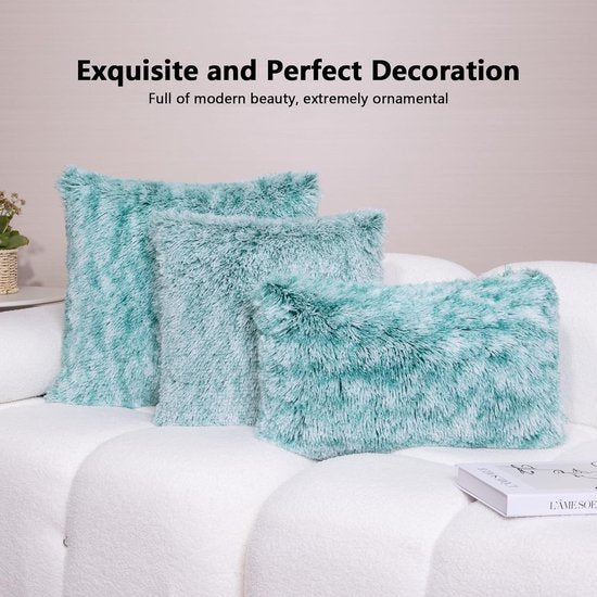 Superzachte kussensloop, 50 x 50 cm, decoratief dubbelzijdig pluche knuffelkussen, wollige, behaaglijke kussenslopen, knuffelkussen, kunstbont kussens, bankkussens voor bank.