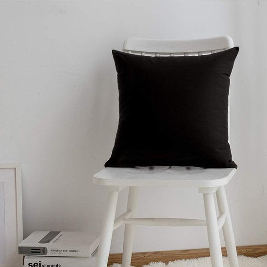 Set van 2 kussenslopen 40 x 40 cm, 100% microvezel kussenhoezen met ritssluiting, zwart