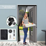 Verdikte vliegenhordeur, muggenhordeur, magnetisch gordijn, insectenbescherming voor balkondeur, kelderdeur en terrasdeur, eenvoudige zelfklevende installatie, boren niet nodig, kleur zwart, 110 x 210 cm