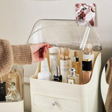 Make-up organizer met deksel en 2 laden, stofdicht, grote capaciteit, beauty-organizer voor kaptafel, badkamer, slaapkamer
