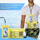 Waterdichte tas heuptas beschermhoes met waterdichte mobiele telefoonhoes, universele strandtas met mobiele telefoonzak, waterdicht voor watersport, strand, zwemmen, varen (geel)