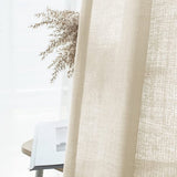 Gordijnen beige transparant linnenlook voile gordijnen voor woonkamer slaapkamer set van 2 225x140cm