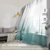 Voile Grijs Blauw Gordijnen met Ringen 140 x 270 cm(Breedte x Hoogte), Kleurverloop Semi-Clear Transparante Gordijnen voor Woonkamer Slaapkamer Kinderkamer, Set van 2