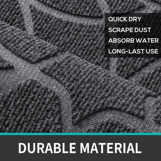 Deurmat voor buiten, antislip, 45 x 75 cm, vuilvangmat, outdoor, wasbaar, weerbestendig, voetmat voor buiten/binnen, voor huisdeur, balkon of terrasdeur, grijs